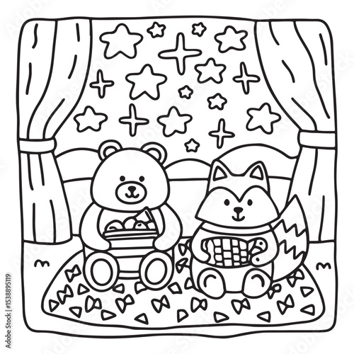 Little Cuddles – Bold and Easy Coloring Pages | Fun & Adorable Designs | Line art vector illustration | Cute and Comfy Coloring Page | Little Cuddles Animal coloring page | Print
