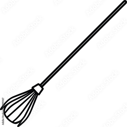 broomstick icon line art vector illustration on transparent background