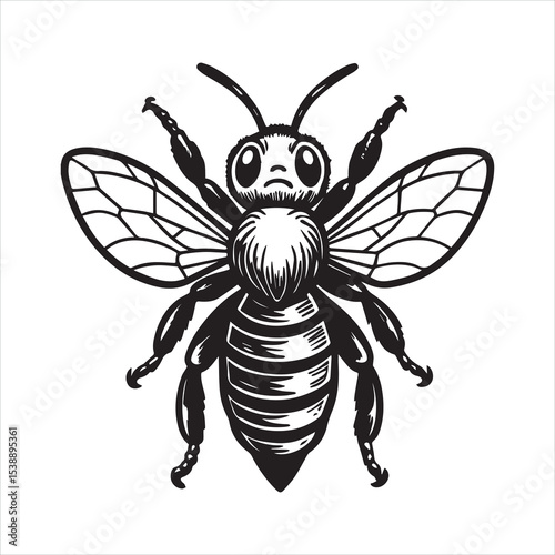 Honeybee silhouette vector illustration logo sticker