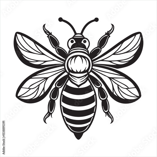 Honeybee silhouette vector illustration logo sticker