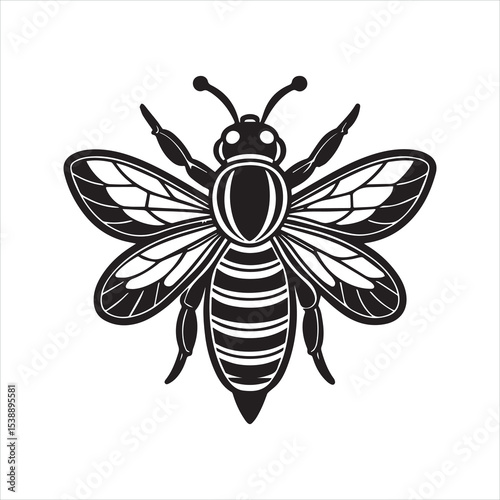 Honeybee silhouette vector illustration logo sticker