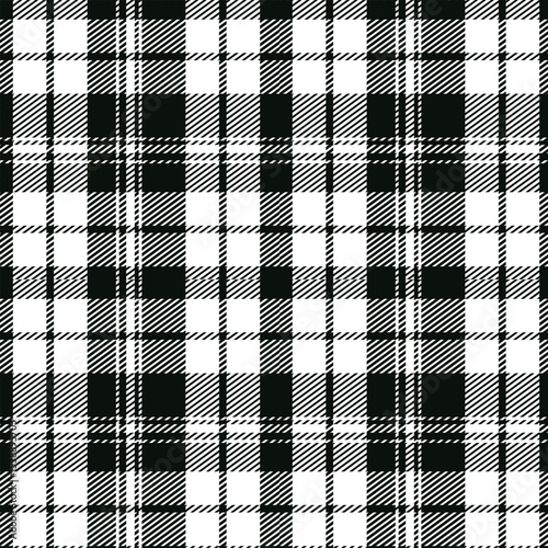 Black And White Scottish Tartan Plaid Textile Pattern