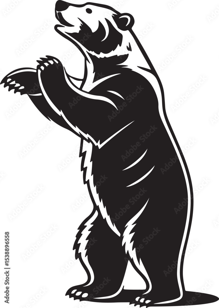 Obraz premium Bear vector art illustration silhouette image, Black bear silhouette vector illustration animal wildlife
