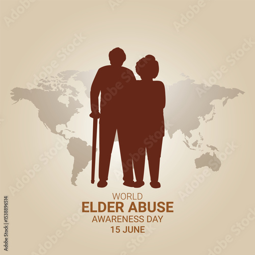 World Elder abuse awareness day concept vector illustration.