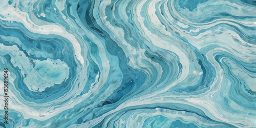 Blue ocean wave background. Blue and white water ocean background. Wavy line background. Hand drawn watercolour ocean background. Vector illustration