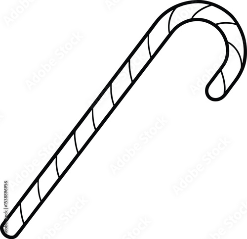 candy cane icon line art vector illustration on transparent background