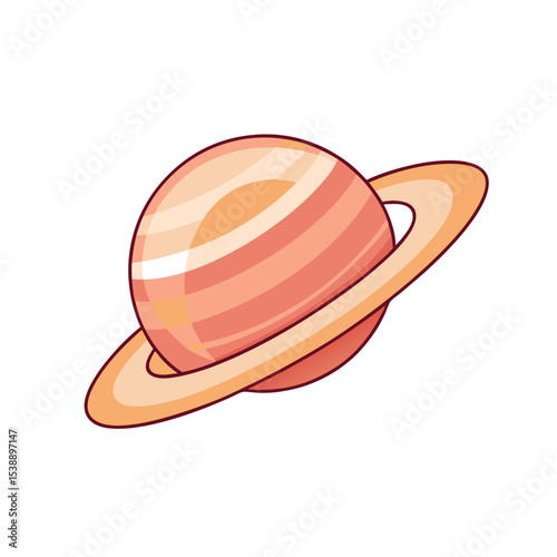 Stylized planet saturn with rings isolated on white background vector illustration
