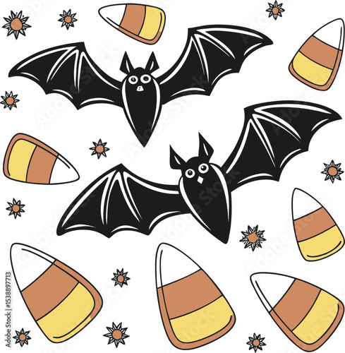 High detail halloween candy illustration spooky sweets and treats