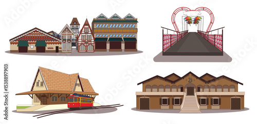 Set of turistic places of Campos do Jordao,tourist city of the state of São Paulo,in Brazil. This set includes four points of the city ideal to visit