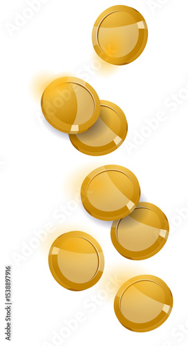 Drop gold disks that look like coins, vector illustration