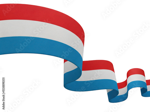 Luxembourg waving ribbon flag, realistic 3D renderin, isolated on a transparent background, symbol of Independence Day celebration
