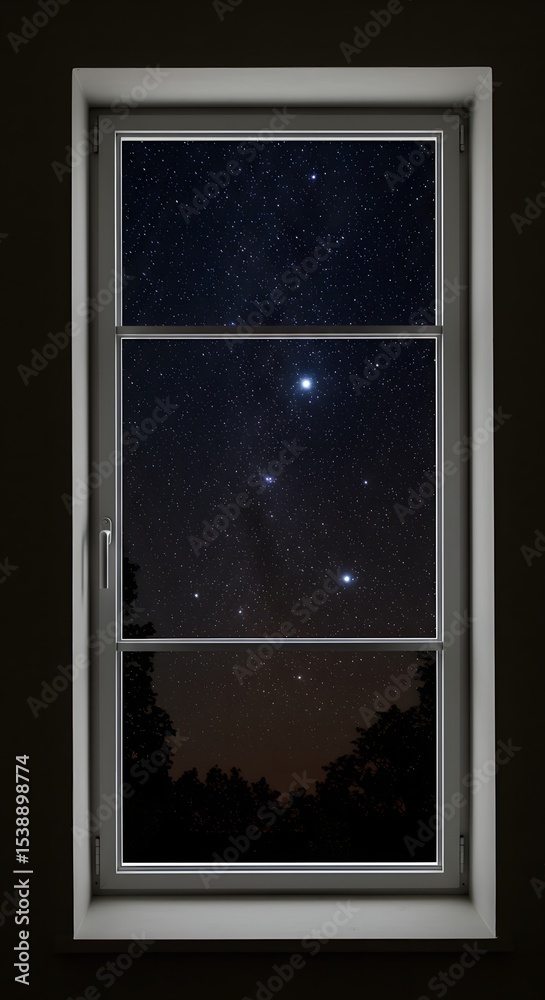 Fototapeta premium Window View of Night Sky and Stars