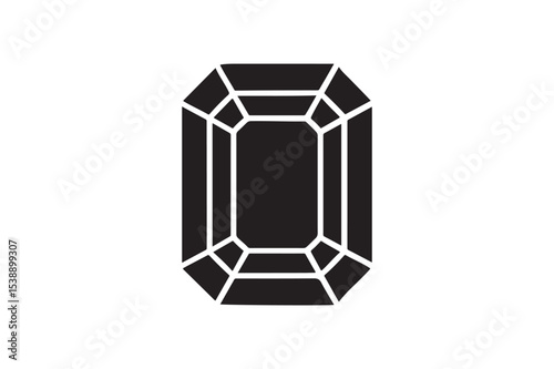 emerald gemstone silhouette vector art illustration on white background