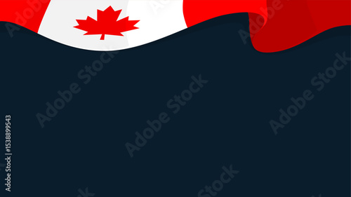 Canada flag background template. Dark copy space background with Canadian flag suitable for events related to Canada