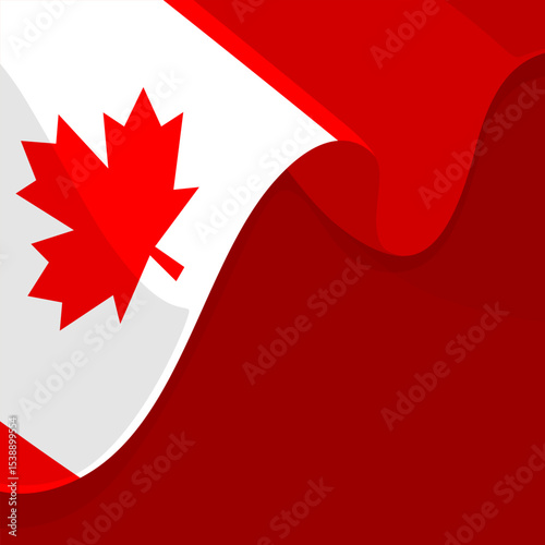 Canadian flag on red background with some copy space and maple leaf suitable for important days related with Canada