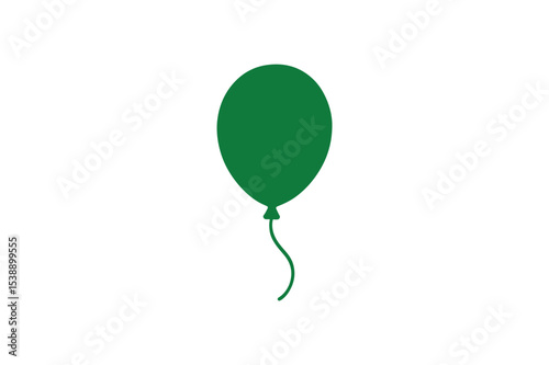green balloon silhouette vector art illustration on white background