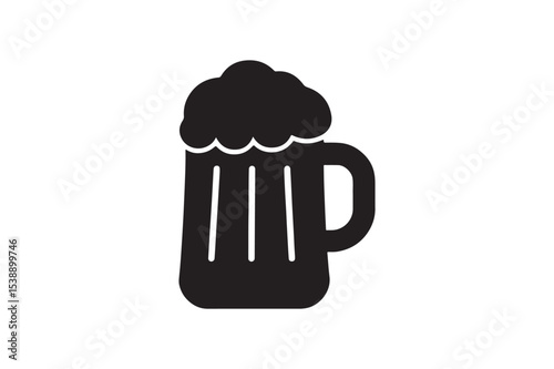 green beer mug silhouette vector art illustration on white background