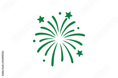 green fireworks vector art illustration on white background