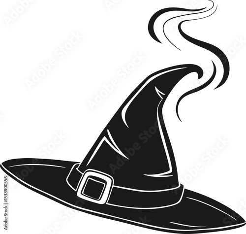 Minimalist black and white witch logo design