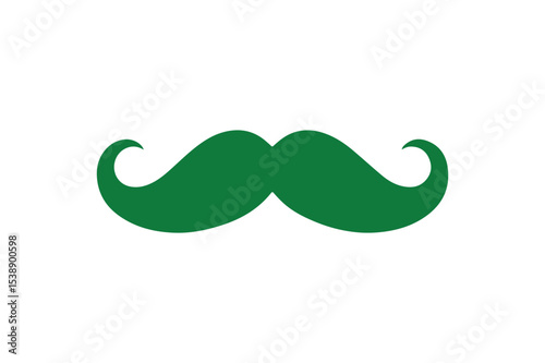 green mustache vector art illustration on white background