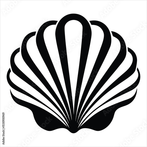 Vector illustration of an open book with paper pages fanned out like a scallop seashell for a creative library education and nature literature design concept