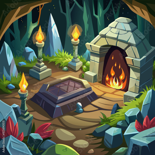 camping in the woods