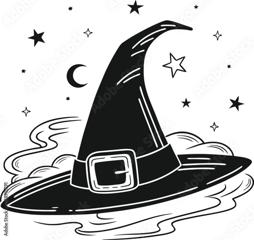 Modern sharp witch hat logo design elegant and minimalist branding icon