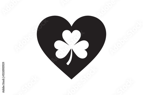 irish love heart silhouette vector art illustration on white background