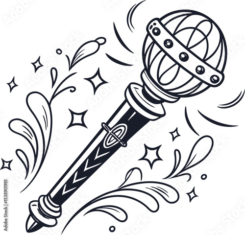 Mysterious halloween magic wand logo design