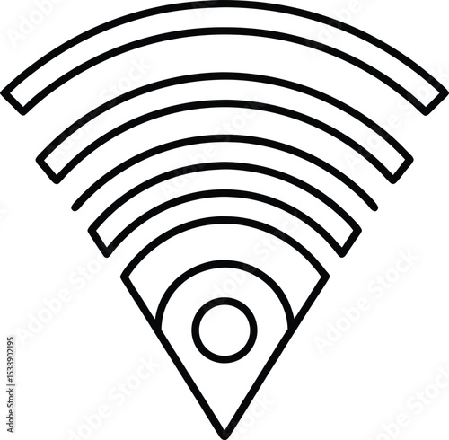 Wireless Network Connection Symbol Simple Line Art Graphic