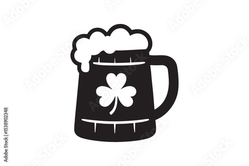 irish pub mug silhouette vector art illustration on white background