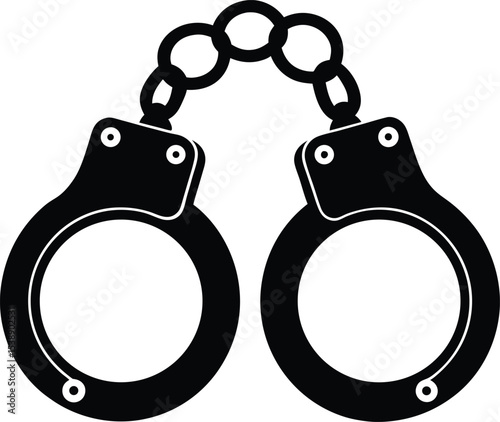 Steel Handcuffs Security, Law Enforcement, and Justice Symbol