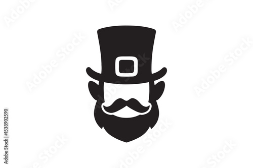 leprechaun face silhouette vector art illustration on white background