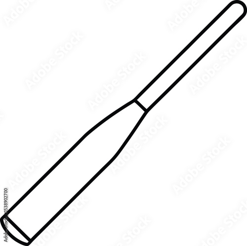 cricket bat icon line art vector illustration on transparent background	