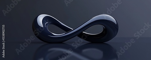 A sleek navy 3D logo mockup with smooth, high-gloss reflections, subtle gradients enhancing the shape,
