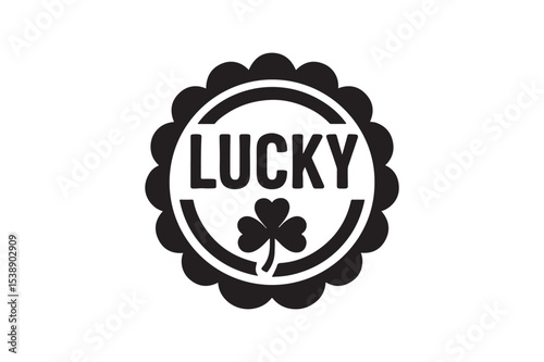 lucky badge silhouette vector art illustration on white background