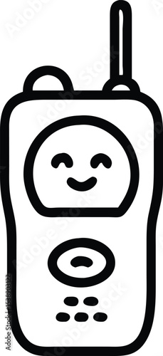 Cute Cartoon Baby Monitor Icon  Illustration of a Happy Baby Monitor Device