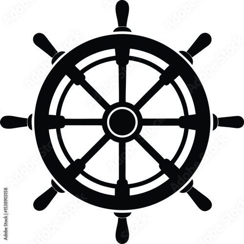 Nautical Ship Wheel Classic Maritime Symbol, Vector Illustration