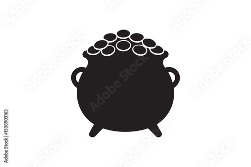 pot of gold silhouette vector art illustration on white background