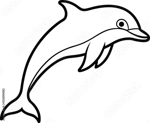dolphin jumping icon line art vector illustration on transparent background	