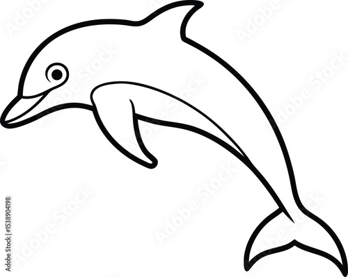 dolphin jumping icon line art vector illustration on transparent background	