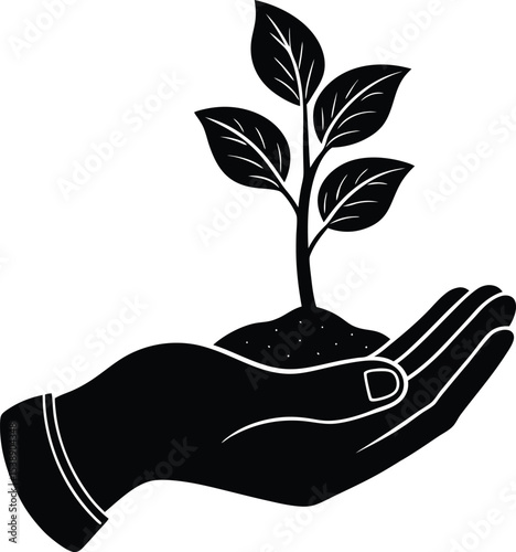 Protecting Our Planet A Hand Holding a Young Sprout, Symbol of Growth and Environmental Conservation