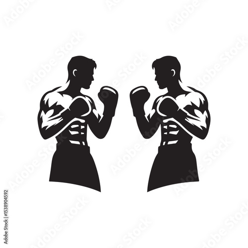 boxer vector silhouette clip art logo design illustration