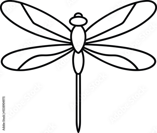 dragonfly icon line art vector illustration on transparent background	