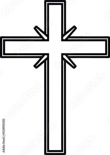 easter cross icon line art vector illustration on transparent background	