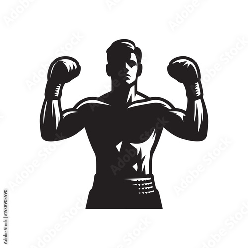 boxer vector silhouette clip art logo design illustration