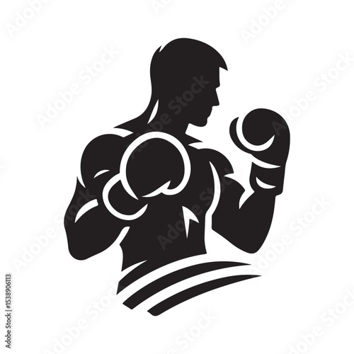 boxer vector silhouette clip art logo design illustration