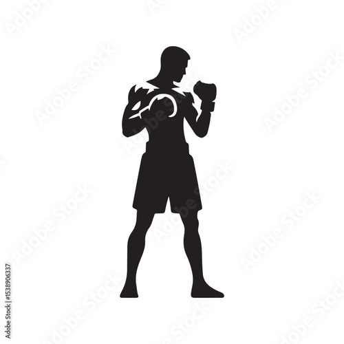 boxer vector silhouette clip art logo design illustration