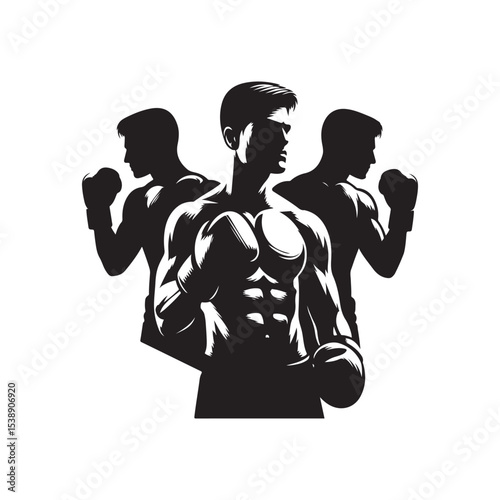 boxer vector silhouette clip art logo design illustration