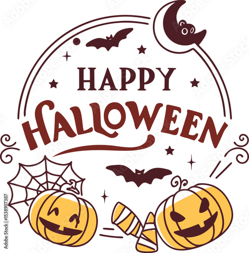 Retro vintage halloween logo design with happy hallow theme
